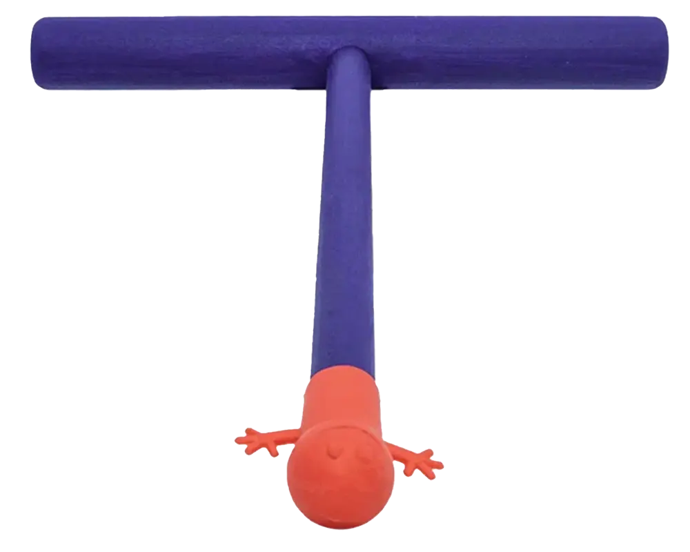 Belly Button Therapy device purple in color with a red gummy at the end